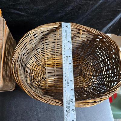 Antique Victorian miniature trunk with leaf embossed band - comes with two large baskets