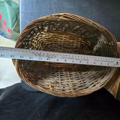 Antique Victorian miniature trunk with leaf embossed band - comes with two large baskets