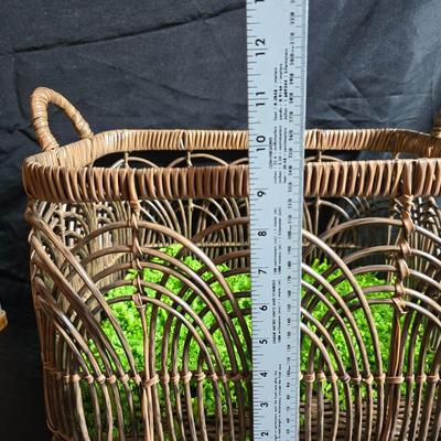 Antique Victorian miniature trunk with leaf embossed band - comes with two large baskets