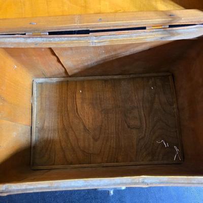 Antique Victorian miniature trunk with leaf embossed band - comes with two large baskets