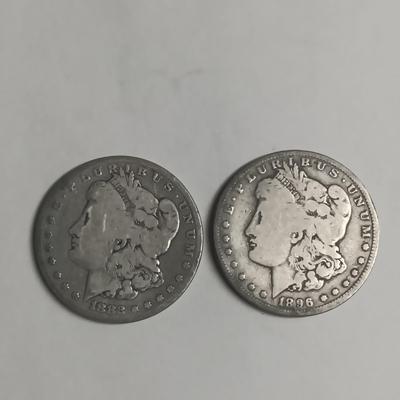 1896-O and 1882 MORGAN SILVER DOLLARS