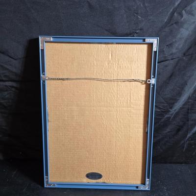 Framed Clown wall art - 1979 Hallmark cards Inc. PTR250 With George Good Corporation pewter clown figurine playing an accordion.