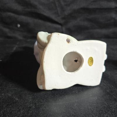 Clowning around!! Pierrot Clown with Puppy porcelain figurine & a San Francisco Music box Company porcelain Harlequin or Pierrot...