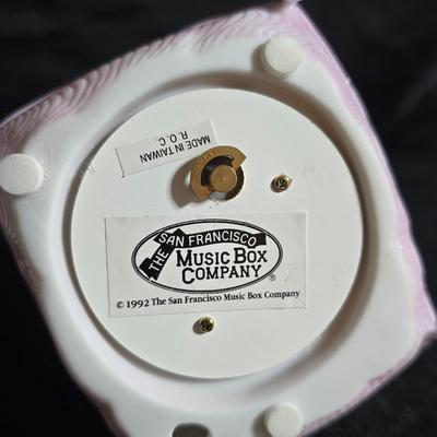 Clowning around!! Pierrot Clown with Puppy porcelain figurine & a San Francisco Music box Company porcelain Harlequin or Pierrot...