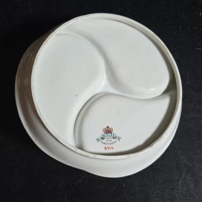 Antique cast metal gold guild clock face frame with Saja China dish - four small, vintage ceramic cups with leaf like handles and a small...