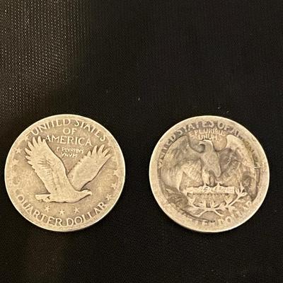 1929 STANDING LIBERTY AND 1936 WASHINGTON SILVER QUARTERS