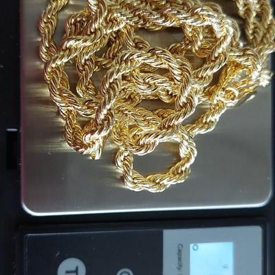 Solid 14k Yellow Gold Filled Rope Chain Necklace (6 mm, 36 inch)