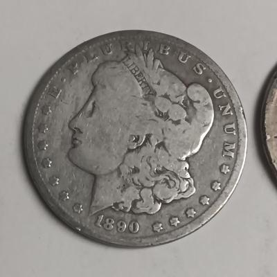 1890 AND 1889-O MORGAN SILVER DOLLARS