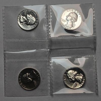 FOUR 1963 UNC SILVER QUARTERS