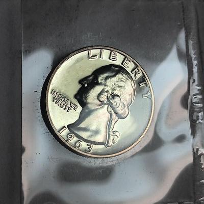 FOUR 1963 UNC SILVER QUARTERS