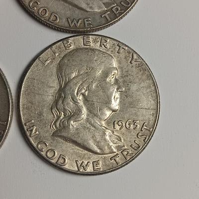 FOUR FRANKLIN SILVER HALF DOLLARS