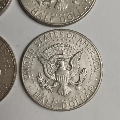 FOUR 1964 KENNEDY SILVER HALF DOLLARS