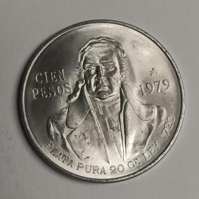 TWO CIEN PESOS .720 SILVER COINS