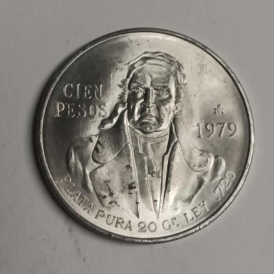 TWO CIEN PESOS .720 SILVER COINS