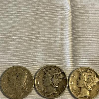 SIX MERCURY SILVER DIMES