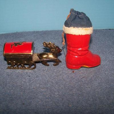 LOT 155 SPECIAL VINTAGE CHRISTMAS CANDY CONTAINER/TRINKET BOX/FIGURES+