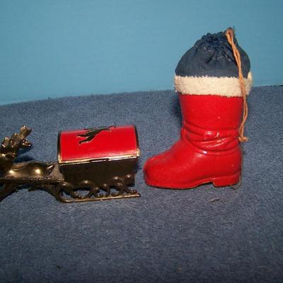 LOT 155 SPECIAL VINTAGE CHRISTMAS CANDY CONTAINER/TRINKET BOX/FIGURES+