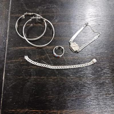 PANDORA BRACELET, HOOP EARRINGS, WOMENS BULOVA WATCH, AND 925 RING