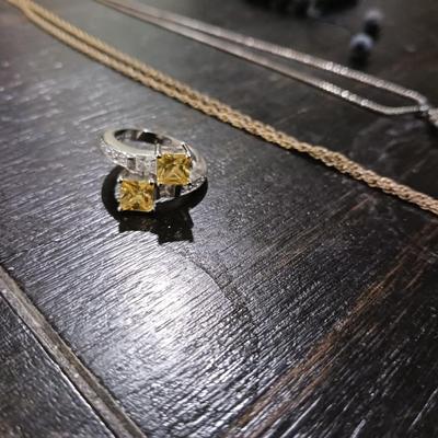 925 WOMENS RING, FAITH NECKLACE, NECKLACE W/ RELIGIOUS SKELETON KEY