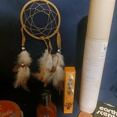 INCENSE, BLUETOOTH CANDLELIT SPEAKER, DREAM CATCHER AND BODY SCRUB