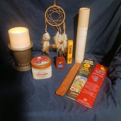 INCENSE, BLUETOOTH CANDLELIT SPEAKER, DREAM CATCHER AND BODY SCRUB