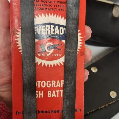 Sale Photo Thumbnail #745: Pair of sun guns, tripod (heavy) battery pack and exposure meter. Fits large flat rate box