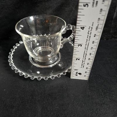 Imperial Glass Company Candlewick pattern setting for 4 - Mugs with saucers - Glasses and snack plates (1 of 2)