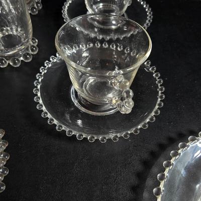 Imperial Glass Company Candlewick pattern setting for 4 - Mugs with saucers - Glasses and snack plates (2 of 2)