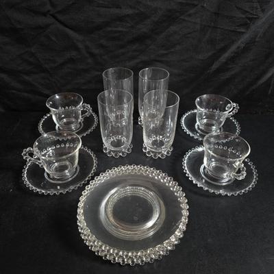Imperial Glass Company Candlewick pattern setting for 4 - Mugs with saucers - Glasses and snack plates (2 of 2)