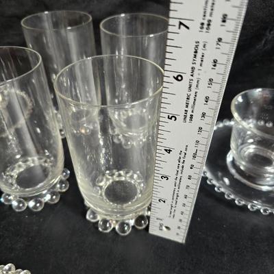 Imperial Glass Company Candlewick pattern setting for 4 - Mugs with saucers - Glasses and snack plates (2 of 2)