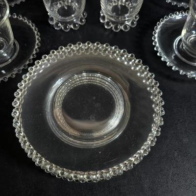 Imperial Glass Company Candlewick pattern setting for 4 - Mugs with saucers - Glasses and snack plates (2 of 2)