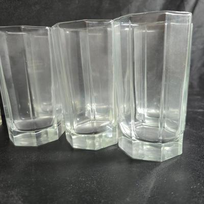 Set of 16 vintage Luminarc Octime octagonal drinking glasses - 6 of each size
