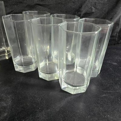 Set of 16 vintage Luminarc Octime octagonal drinking glasses - 6 of each size