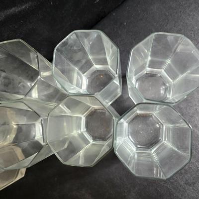 Set of 16 vintage Luminarc Octime octagonal drinking glasses - 6 of each size