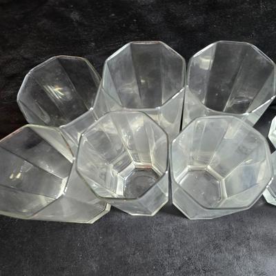 Set of 16 vintage Luminarc Octime octagonal drinking glasses - 6 of each size