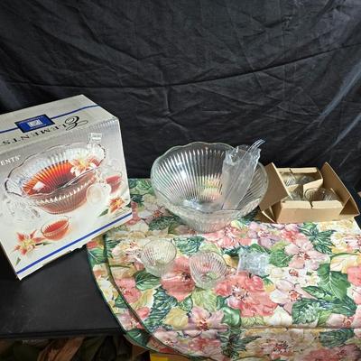 Brand new Elements Punchbowl set with 12 mugs