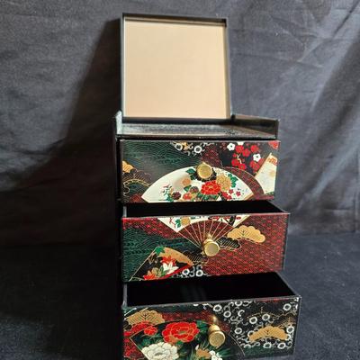 Asian themed Jewelry box - Bamboo hook - Mirror - makeup bags and more