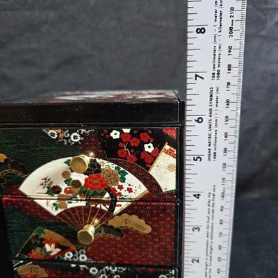Asian themed Jewelry box - Bamboo hook - Mirror - makeup bags and more