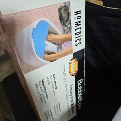 Home spa day!! Homedics Bubble foot spa - Massager tool - Loofa's - New soaps - Neck pillow and more