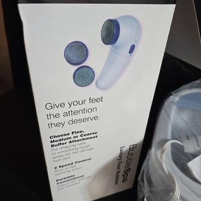 Home spa day!! Homedics Bubble foot spa - Massager tool - Loofa's - New soaps - Neck pillow and more