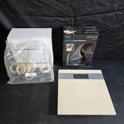 Digital Bath scale - Brand new Hands-free soap dispenser - and a shower rack
