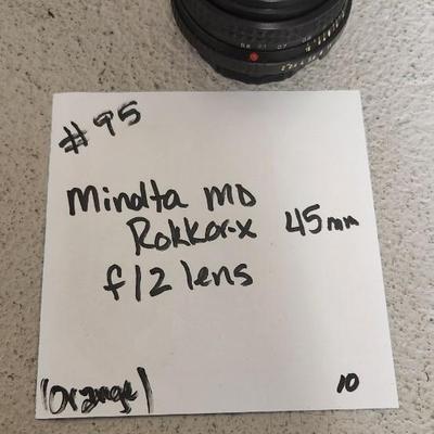 Sale Photo Thumbnail #856: Minolta Rokkor x 45 mm lens - orange writing