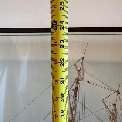 Hand-Crafted Wooden Model Ship in Glass Display Case – “Bomb Ketch Racehorse 1792”