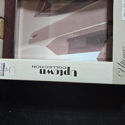 Four brand new matching picture frames with magnetic photo album and two candle holders