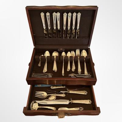 Reed & Barton Sterling Silver Flatware Set in Wooden Chest