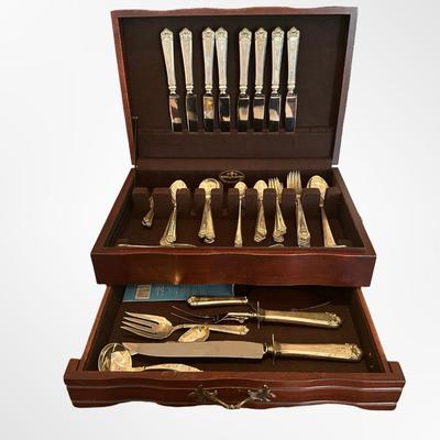 Reed & Barton Sterling Silver Flatware Set in Wooden Chest