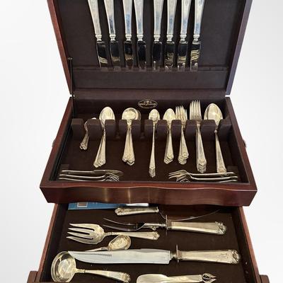 Reed & Barton Sterling Silver Flatware Set in Wooden Chest