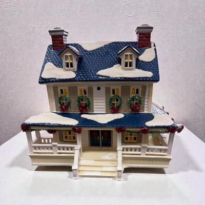 Sale Photo Thumbnail #382: Dept 56 Snow Village Snowy Pines Inn with Trees and Boy.  With Light and Cord
