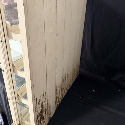 Distressed White Wood Cabinet With Flip-Down Doors (G-MG)