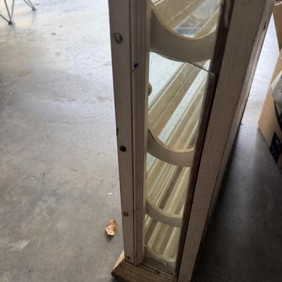 Distressed White Wood Cabinet With Flip-Down Doors (G-MG)